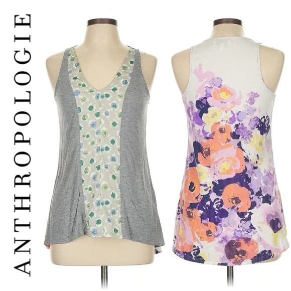 PORRIDGE Anthropologie Floral Mixed Media Tank Top Boho Festival Size S & M - Picture 1 of 12